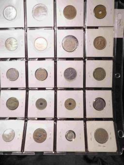 20-Pocket Plastic Page full of Foreign Coins. All ready to attend the coin show.