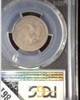 1870 P With Motto U.S. Seated Liberty Quarter, slabbed PCGS VG10. Mtg. 86,400, Only 4 known in this