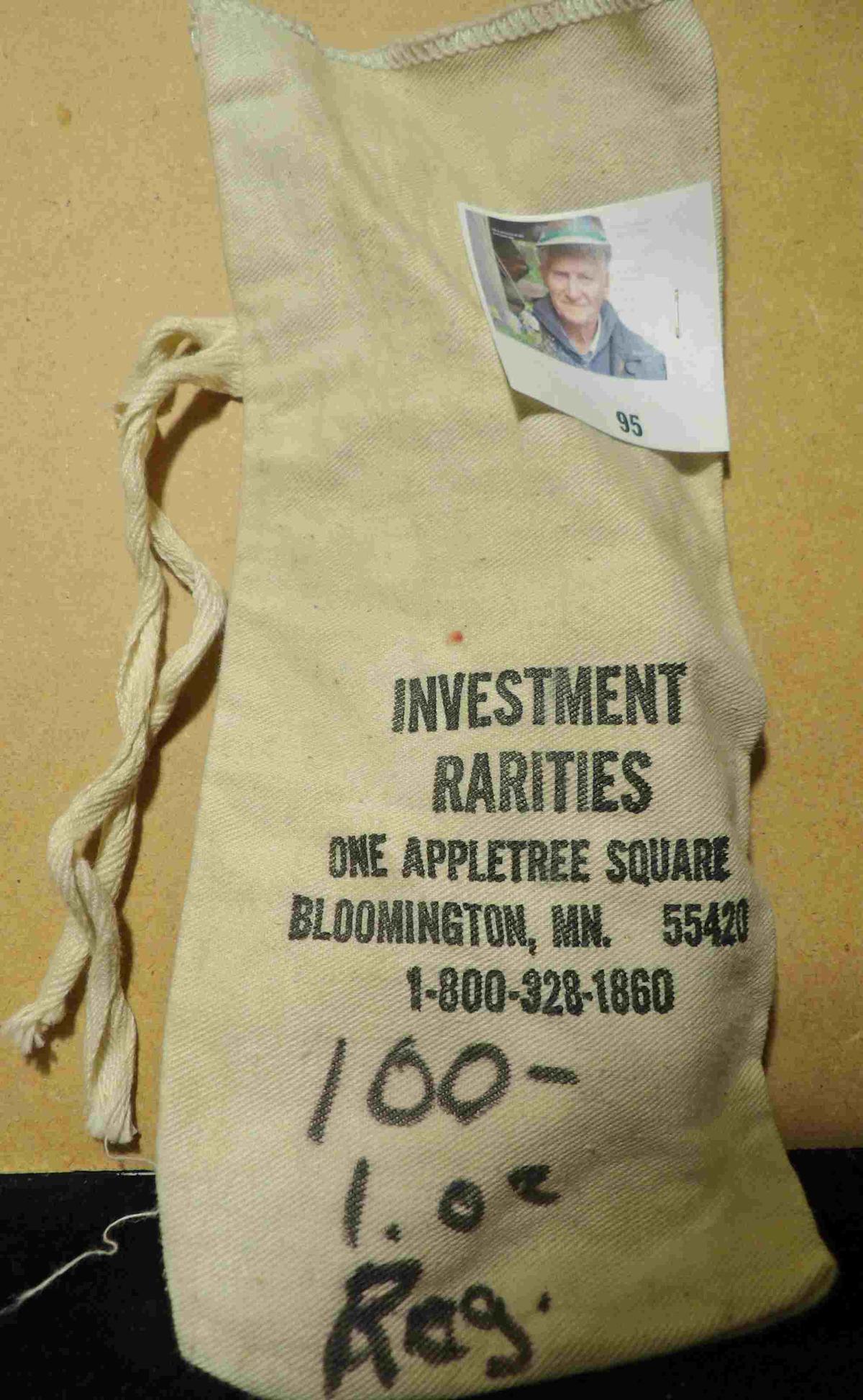 Small Canvas Money Bag "Investment/Rarities/One Appletree Square/Bloomington, Mn. 55420/1-800-328-18