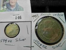 Couple of foreign coins containing Silver - Canada Dime & Mexican Peso - .1108 oz silver total