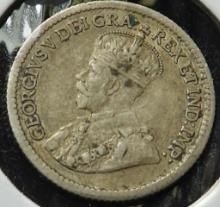 1916 Canada 5 cent silver - F/VF - .0336 oz silver
