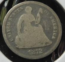1872 Seated Liberty Half Dime - G