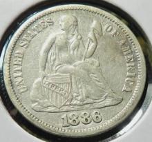 1886 Seated Liberty Dime - VF30 or better