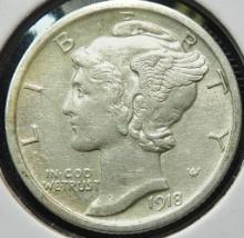 1918 Mercury Dime - AU+
