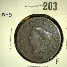 1829 Â  Large Cent - Newcomb 5, Fine.