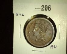 1856 Â  Large Cent - Newcomb 12, AU.
