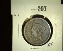 1857 Â  Large Cent - Newcomb 4, EF.