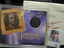 1787 Replica Benjamin Franklin Fugio Cent America's First Coin in a special case of issue.