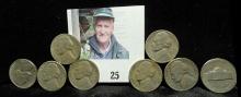 (8) 1939 S Semi-keydate Jefferson Nickels. Circulated.