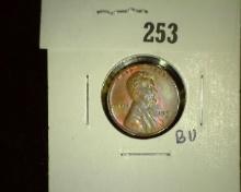 1949-D Lincoln Cent, Rainbow toned Uncirculated.