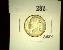 1942 P Silver WW II Jefferson Nickel, Gem BU.Â  Â 