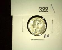 1941 P Mercury Dime, AU.
