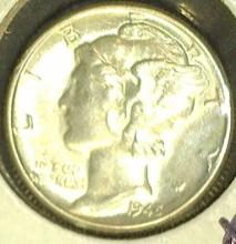 1945Â P Mercury Dime, EF+.