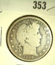 1908-DÂ  Barber Half Dollar