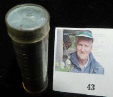 1943 D High Grade Roll of World War II Steel Cents in a plastic tube, which has shrunk holding the c