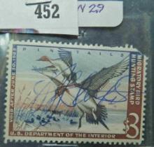 RW29 $3 U.S. Department of the Interior Migratory Bird Hunting Stamp, Signed. RU corner clip.