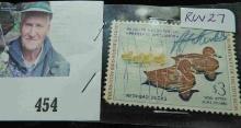 RW27 $3 U.S. Department of the Interior Migratory Bird Hunting Stamp, Signed.