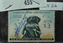 RW26 $3 U.S. Department of the Interior Migratory Bird Hunting Stamp, Signed.