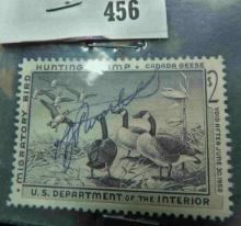 RW25 $2 U.S. Department of the Interior Migratory Bird Hunting Stamp, Signed.