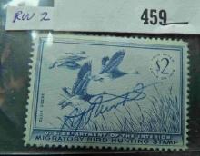 RW22 $2 U.S. Department of the Interior Migratory Bird Hunting Stamp, Signed.