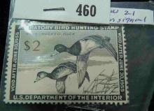 RW21 $2 U.S. Department of the Interior Migratory Bird Hunting Stamp. Unsigned.