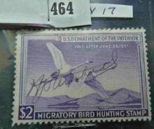 RW17 $2 U.S. Department of the Interior Migratory Bird Hunting Stamp, Signed.