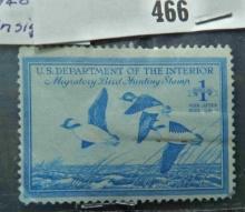 RW15 $1 U.S. Department of the Interior Migratory Bird Hunting Stamp, Unsigned.