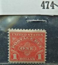 Scott J77 uncancelled One Dollar Postage Due Stamp.