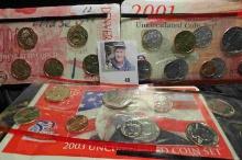 1999 D U.S. Mint five-piece Quarter Set in envelope and cellophane; 2001 D U.S. Mint Set; & 2003 Den
