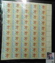 (6) Mint Sheets of fifty 4c U.S. Stamps. Total face value $12.00.