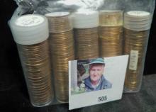 (5) Solid date rolls of Memorial Cents: 1959 D BU. 62 D BU, 64 D BU, 70 D BU, & 71 D BU.
