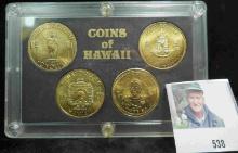 Four-coin Set "Coins of Hawaii", 39mm, brass, encased.