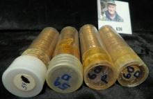 1959 P, D, 60 P, & D Solid date Rolls of BU Lincoln Cents. Stored in plastic tubes.