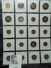 20-pocket plastic page of Lincoln Cents dating 1910-1957D.