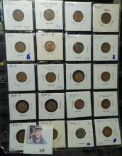 20-pocket plastic page of Lincoln Cents dating 1912-1957D.
