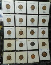 20-pocket plastic page of Lincoln Cents dating 1927-1958D.