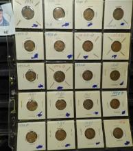 20-pocket plastic page of Lincoln Cents dating 1911-1958D.