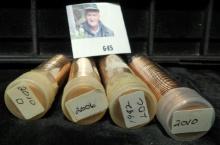 1982 Large Date Copper; 2006 P, 2010 P, & D Gem BU Solid date rolls of Lincoln Cents stored in hard