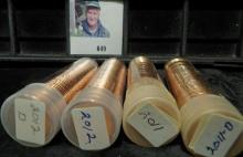 2011 P & D & 20012 P & D Gem BU Solid date rolls of Lincoln Cents stored in hard plastic tubes.