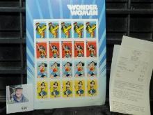 Mint Sheet of "Wonder Woman" Forever U.S. Postage Stamps along with original receipt from Post Offic