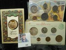1960 era Type Set of Mexico Coins in cardboard holder (includes Silver); Season's Greeting Proof Bro
