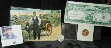 1913 Stamped and Postmarked Post Card with man leading a Donkey pulling a cart; 1939 P Jefferson Nic