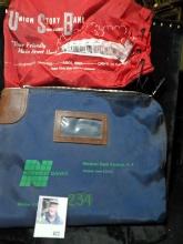 Draw String Bank Bag "Union Story Bankâ€¦Ames, Iowa"; & Norwest Bank Keokuk, N.A. Bank Bag with Zipp