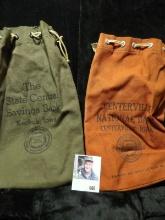 Draw String Bank Bag "The State Central Savings Bank Keokuk, Iowa; & "Centerville National Bank Cent