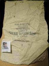 Medium Canvas Money Bag "Please Do Not Cut Bag/When Opening/This Bag Should Be/Returned to/Federal R