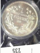 Gobrecht design Seated Liberty One Ounce .999 Fine Silver Medallion.