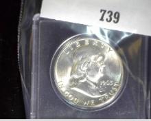 1963 D Franklin Half Dollar, BU. In Snaptight case.