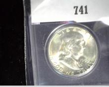1953 S Franklin Half Dollar, BU. In Snaptight case.