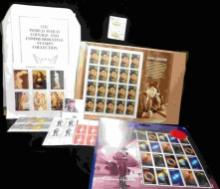Legends of Hollywood Edward G. Robinson Souvenir Stamp Sheet & Hubble Telescope Sheet, both containi