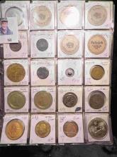 20-Pocket Plastic Page full of Medals, Tokens, and etc. All ready for the Coin show.